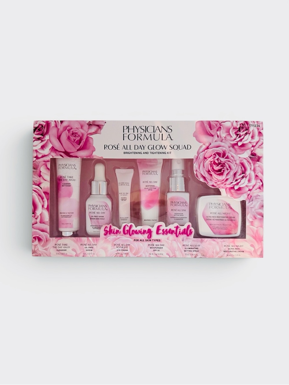 Physicians Formula Rosé All Day Glow Squad Brightening & Tightening Kit 6 Pc New